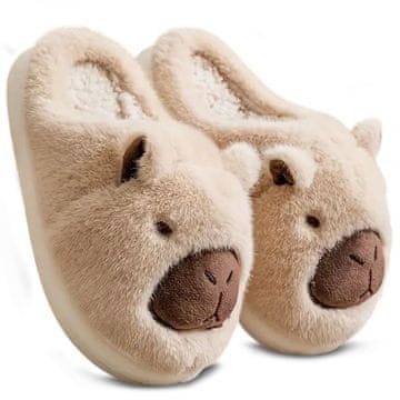 Ženske plišane izolirane papuče Capybara bež boje Kapi 40