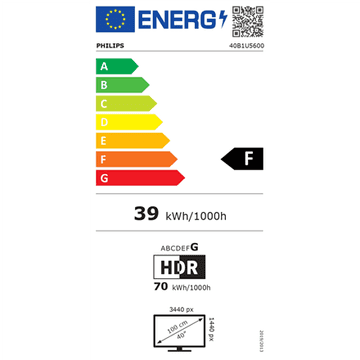 Philips | 40B1U5600/00 | 40 " | IPS | WQHD | 21:9 | 4 ms | 500 cd/m² | Crni | Broj HDMI priključaka 1 | 120 Hz