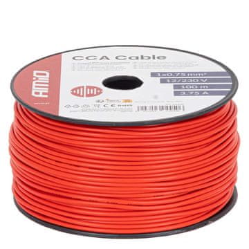 AMIO Jednožilni crveni kabel CCA 1x0,75 mm2 100 m 3,75 A 12/230 V -04450