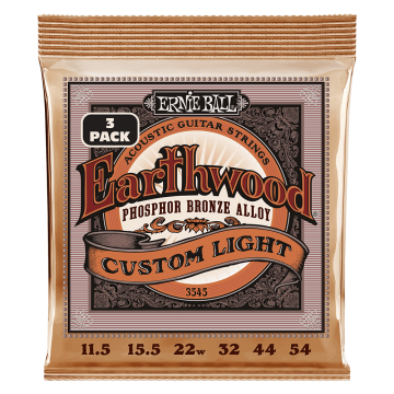 Ernie Ball 3 PAKIRANJA Earthwood fosforno brončane žice za akustičnu gitaru 11.5-54 (3545)
