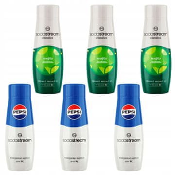 6x SODASTREAM SIRUP 3x PEPSI Cola + 3x MOJITO MOHITO Vodeni koncentrat