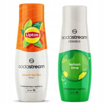 SodaStream 2x Lipton ledeni čaj breskva sirup + zasićena tekućina od limuna i limete