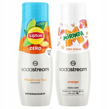 SodaStream 2x Syrop Lipton Ice Tea Peach Zero Bez Cukru + Mirinda Zero