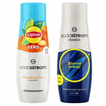 SodaStream 2x Lipton ledeni čaj breskva bez šećera sirup + energetsko piće