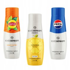 SodaStream Lipton ledeni čaj breskva + limunada + Pepsi koncentrati, pakiranje od 3