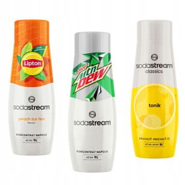 SodaStream Zestaw 3 koncentrata Lipton Ice Tea Breskva + Mountain Dew + Tonik