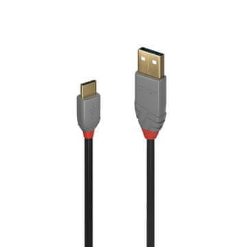 Lindy 36885 USB kabel USB 2.0 0,5 m USB A USB C Crni, Sivi