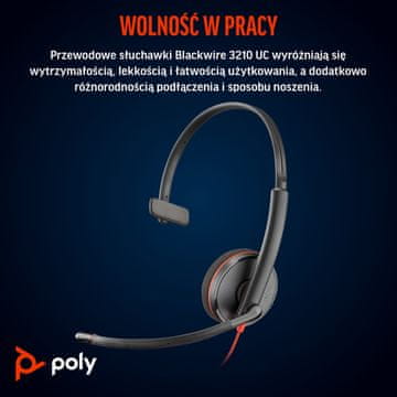 HP Poly Blackwire 3210 USB-C Jednouszny Zestaw Słuchawkowy