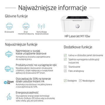 HP LaserJet M110w Wi-Fi A4 monokromatski laserski pisač 20 str./min