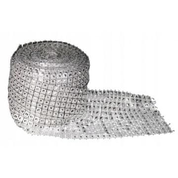 Deko TRAKA S ŠTAMUNJIĆIMA, DIJAMANTNA TRAKA 9,1 M X 10 CM SREBRNA