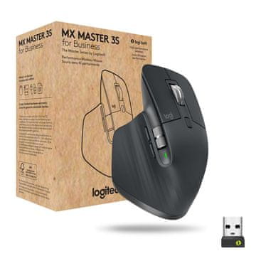 Logitech MX Master 3s za tvrtke - miš, za dešnjake, RF, Bluetooth, laserski, 8000 DPI, 910-006582