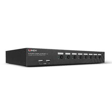 Lindy KVM preklopnik, 8x DisplayPort, USB 2.0, Audio JL680A, 39540