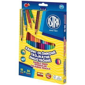 Astra trokutaste dvostrane školske olovke 18/36 boja