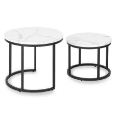 BE DAFNE Set stolića za kavu 43 cm/53 cm Bijeli mramor Moderni glamurozni