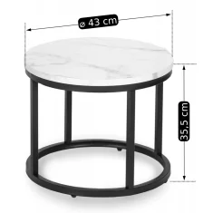 BE DAFNE Set stolića za kavu 43 cm/53 cm Bijeli mramor Moderni glamurozni