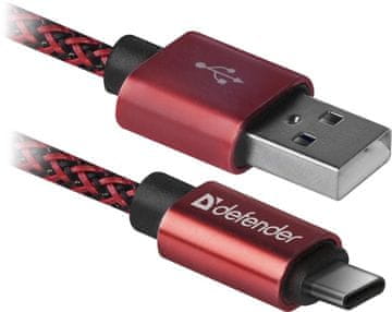 Defender AM-TYPE C USB kabel 1m 2.1A crveni