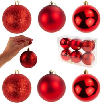 TG63127-3 BOŽIĆNE KUGLICE ZA BOŽIĆNO DRVCE CRVENA KUGLICA 8 CM SET OD 6 KUGLICA NERAZBIJAJUĆI VIJENAC