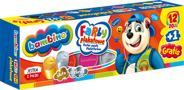 BAMBINO boje za postere, 12 boja + 1 boja kože BESPLATNO