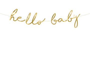 PartyDeco banner HELLO BABY zlatni 18x70cm
