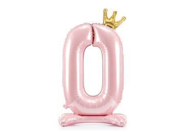 PartyDeco stojeći folijski balon BROJEVI 0 svijetlo ružičasti 84 cm