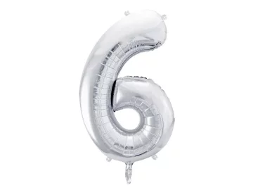 PartyDeco Folija balon broj ''6'' srebrni 86 cm