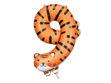 PartyDeco Folija balon broj 9 - Tigar, 64x87 cm