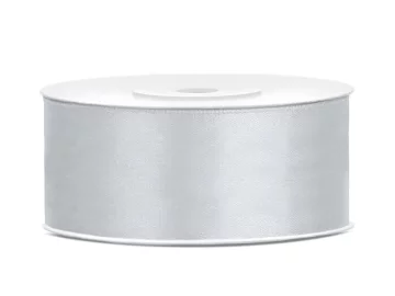 PartyDeco Party Deco srebrna satenska vrpca 25 mm 25 m za dekoraciju XXL