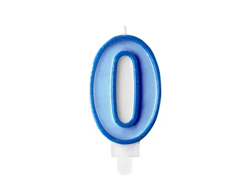 PartyDeco Rođendanska svijeća broj 0, plava, 7 cm