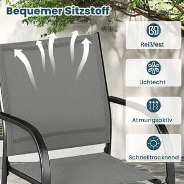 Northix Vrtne stolice koje se mogu slagati, set od 2, metal i tekstil, sive
