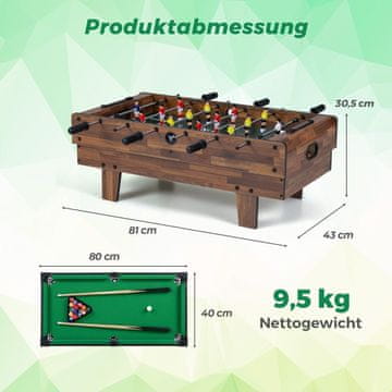 Northix Stol za igru 4 u 1: stolni nogomet, biljar, zračni hokej, stolni tenis