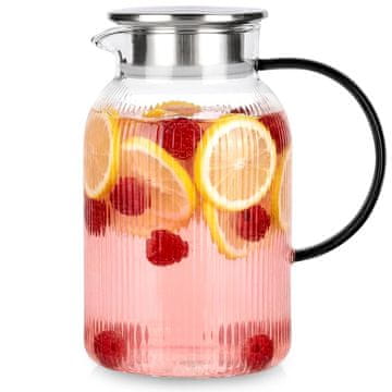 Northix Stakleni vrč s poklopcem, 1,5 l borosilikat, cjedilo