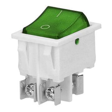 Orno Osvijetljena sklopka, zeleni gumb, bijelo kućište, 20(10)A / 250V