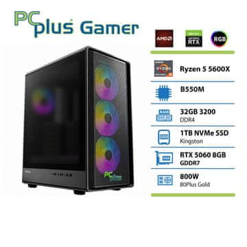 PCplus Gamer Ryzen 5 5600X 32GB 1TB RTX 5060 OC 8GB gaming stolno računalo