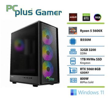 PCplus Gamer Ryzen 5 5600X 32GB 1TB RTX 5060 OC 8GB Windows 11 Home gaming stolno računalo