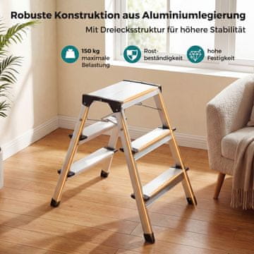 Northix Sklopive aluminijske ljestve s 3 stepenice i neklizajućim stepenicama