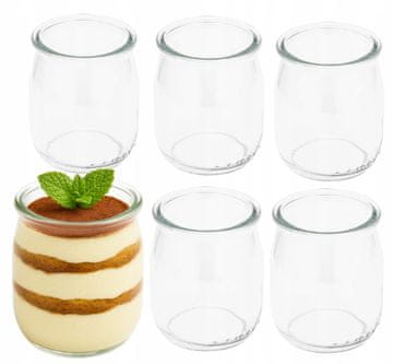 Altom Set od 6 prozirnih staklenih tegli 140 ml Za deserte, tiramisu