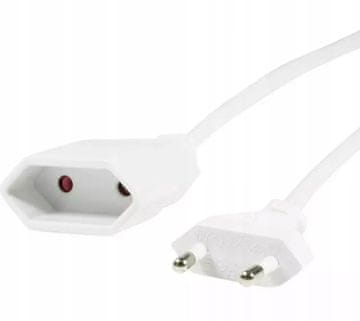 Duwi Produžni kabel s jednom utičnicom za kućnu utičnicu H03VV-F 2x0,75 1,5 m bijeli 1 kom.