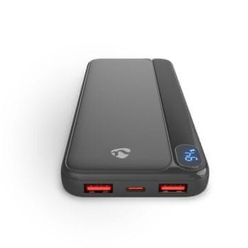 Nedis Power Bank 10000mAh, 3 izlaza, USB-C/USB-A, brzo punjenje