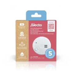 Alecto Detektor dima na baterije, vijek trajanja 5 godina, 85 dB, bijela boja
