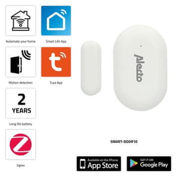 Alecto Zigbee pametni senzor za vrata/prozore, bežični, kompatibilan s aplikacijom