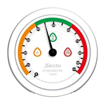 Alecto Analogni higrometar, bijeli - bez baterija, za montažu na zid