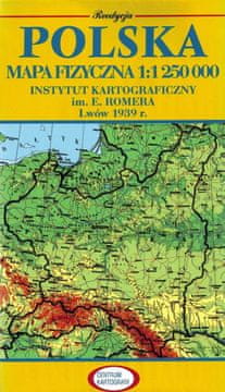 Poljska fizička karta 1:1 250.000. Ponovno izdanje. Lavov 1939.