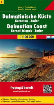 Freytag & Berndt Hrvatska, Dalmacija / Dalmatinska obala (1). Kornatski otoci, Zadar. Cestovna i turistička karta.