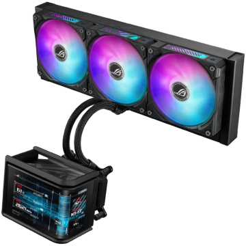 ASUS ROG Ryuo IV SLC 360 ARGB hladnjak za procesor, tri 120 mm ARGB ventilatora, Aura Sync, crni
