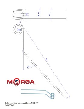 Zupci za grablje-obračač trave 268405.0 Krone FI-10mm L-640mm praškasto obojeni