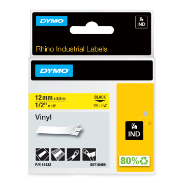 Dymo 18432 (S0718450) RHINO vinil profi D1 12mm x 5.5m crna na žutoj