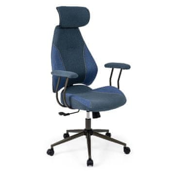 Northix Ergonomska uredska stolica podesivi naslon za glavu plavo platno