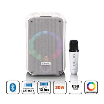 LENCO Bluetooth karaoke sustav s bežičnim mikrofonom i LED svjetlima