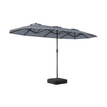 Costway Dvostruki suncobran 400x212 cm pravokutni s ručkom siva