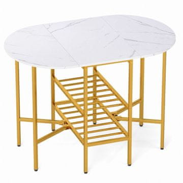 Costway Ovalni sklopivi stol za 4 osobe 110x70x76 cm bijeli